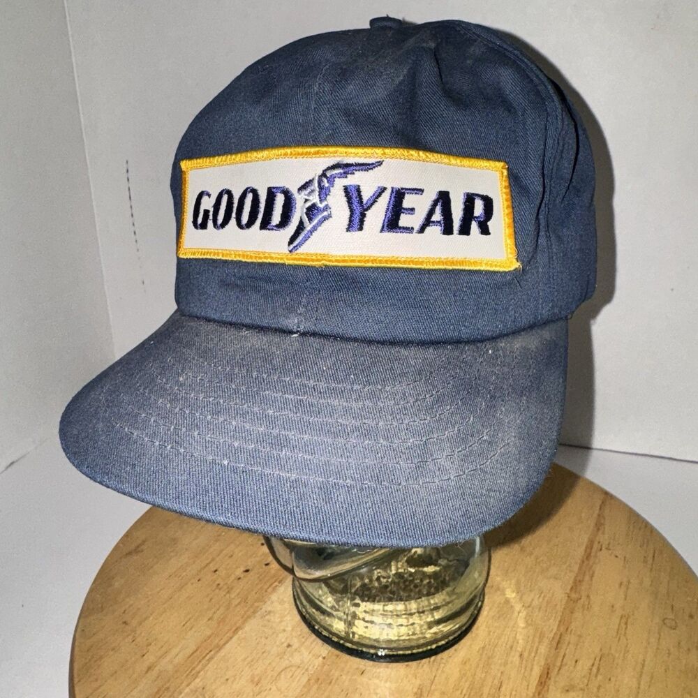 Vintage Goodyear Swingster USA Snapback Hat Tire Advertising Cap Blue